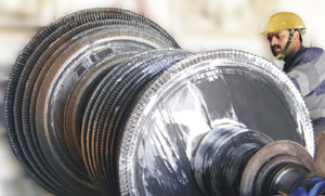 A technician is repairing Turbine Rotor